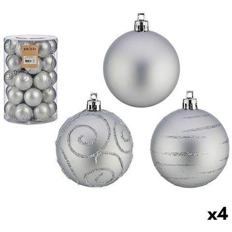 Set Di Palline Di Natale Argentato Pvc Ø 6 Cm (4 Unità) - Foto 1