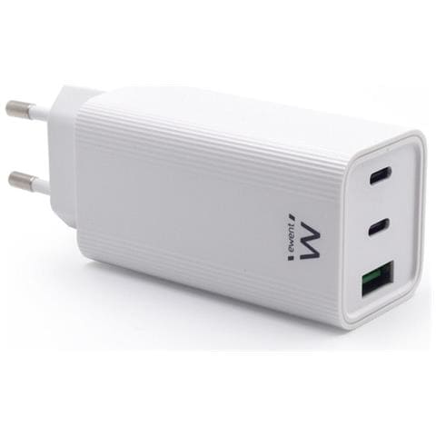 Caricatore Da Rete Elettrica Usb-c 65w A 3 Porte Ew1323 - Foto 1