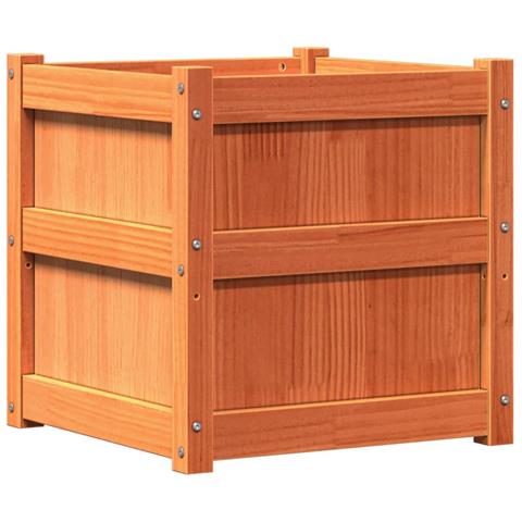Fioriera Giardino Marrone Cera 50x50x50 Cm Legno Massello Pino - Foto 2