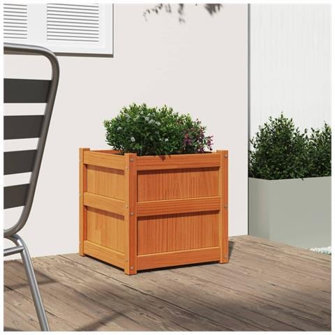 Fioriera Giardino Marrone Cera 50x50x50 Cm Legno Massello Pino - Foto 3