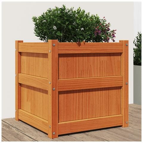Fioriera Giardino Marrone Cera 50x50x50 Cm Legno Massello Pino - Foto 1