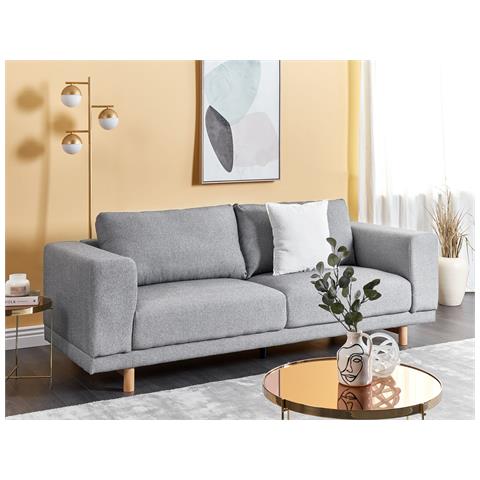 Divano 3 Posti Nivala Tessuto Grigio Chiaro - Foto 1