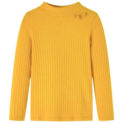 Maglietta Per Bambini A Maniche Lunghe A Costine Ocra Scuro 116 - Foto 1