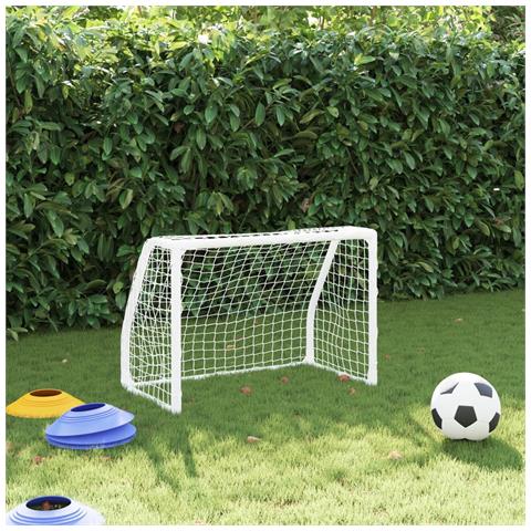 Porte Calcio Bambini 2pz Con Pallone Bianco 64x35x48 Cm Metallo - Foto 3
