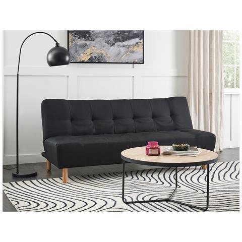 Divano Letto 3 Posti Alsten Tessuto Nero - Foto 1