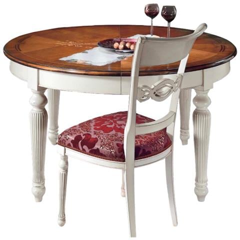 Tavolo Rotondo Allungabile Legno Shabby 140x140x78 - Foto 1