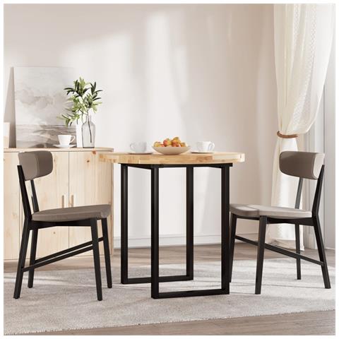 Piano Tavolo Rotondo 80x4 Cm In Legno Massello Di Acacia - Foto 3