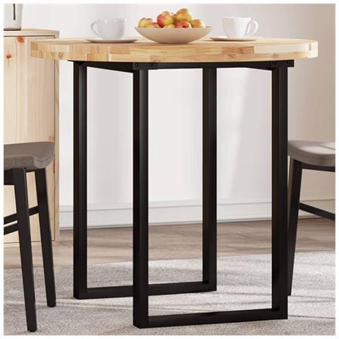 Piano Tavolo Rotondo 80x4 Cm In Legno Massello Di Acacia - Foto 1