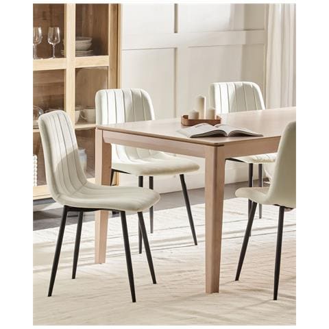 Set Di 4 Sedie Da Pranzo Kalispell Velluto Bianco Sporco - Foto 1