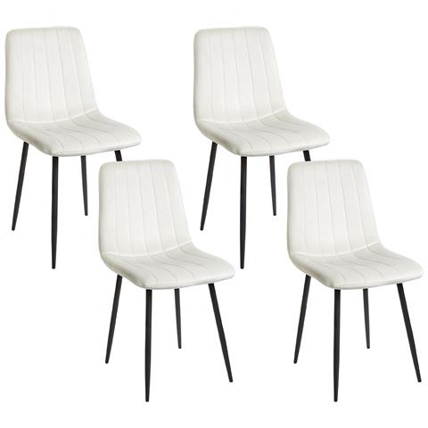 Set Di 4 Sedie Da Pranzo Kalispell Velluto Bianco Sporco - Foto 2