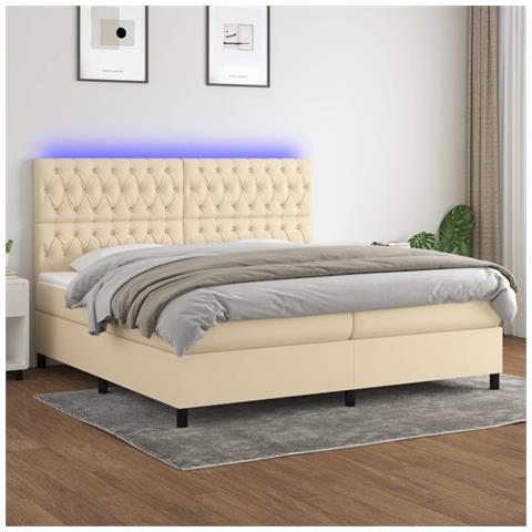 Letto A Molle Materasso E Led Bianco 200x200cm In Tessuto - Foto 8