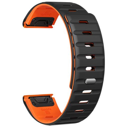 Cinturino Magnetico In Silicone A Sgancio Rapido Per Garmin Fenix 8/7x /epix Black+orange 22 Mm - Foto 1