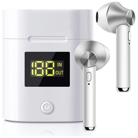 Auricolari Senza Fili Tws Bluetooth 5.0 Jeezpro Con Display A Led, Argento - Foto 1