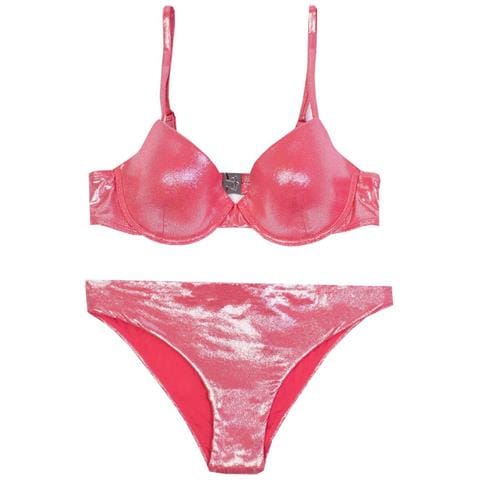 Bikini Triangolo Con Ferretto In Lurex Rosa - S - 40 - Foto 1