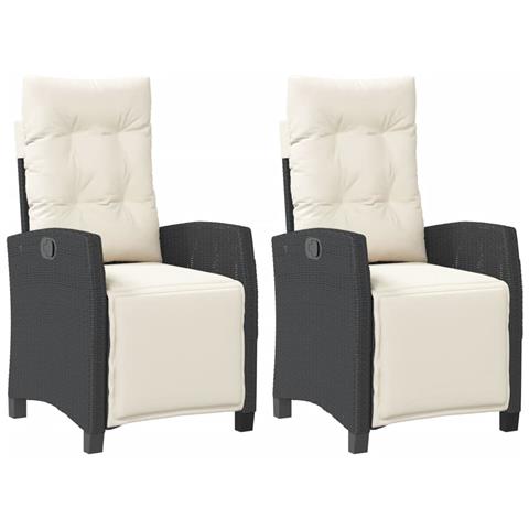 Sedie da Giardino Reclinabili 2 pz con Poggiapiedi Polyrattan - Foto 1