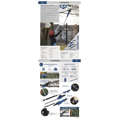 Potatore Tagliasiepi 2in1 Con Asta 20v Senza Batteria Ixes C-phts410-x - Foto 2