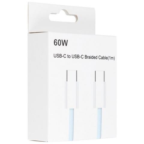 Cavo Dati E Ricarica Pd60w 3a C263 Usb-c To Usb-c Fast Charge 60w 1m Blu Per Smartphone Tablet - Foto 1