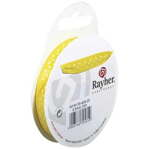 Nastro In Raso Con Puntini H 9,5mm Rotolo 10mt Giallo - Foto 1