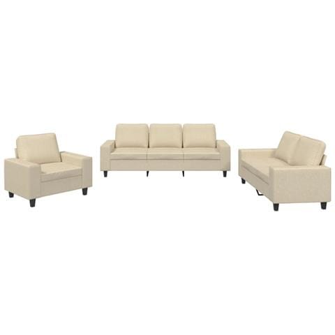 Set Di Divani 3 Pz Crema In Tessuto - Foto 2
