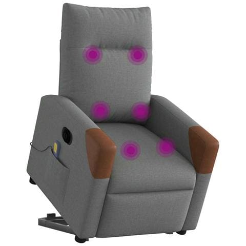 Poltrona Alzapersona Massaggi Elettrica Grigio Scuro Tessuto - Foto 3