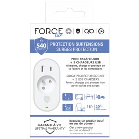 Presa Di Protezione Da Sovratensione Gschuko Tipo F 540j Con 2 Porte Usb-a /usb-c Pd, Bianco - Foto 4