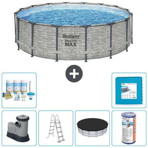 Piscina Fuori Terra - In Giro - 488x122 Cm - Grigio - Include Accessori Coordinati Cb30 - Foto 1