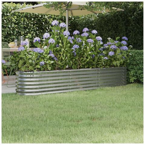 Letto Giardino Acciaio Verniciato A Polvere 224x40x36cm Argento - Foto 6