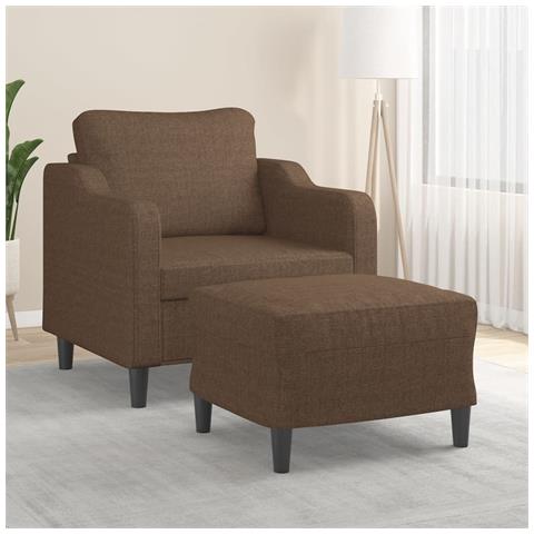 Poltrona con Poggiapiedi Marrone 60 cm in Tessuto - Foto 2