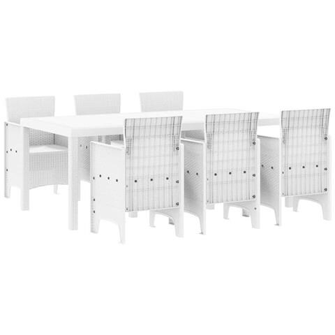Set da pranzo da giardino 7 pezzi Bianco Polyrattan - Foto 1