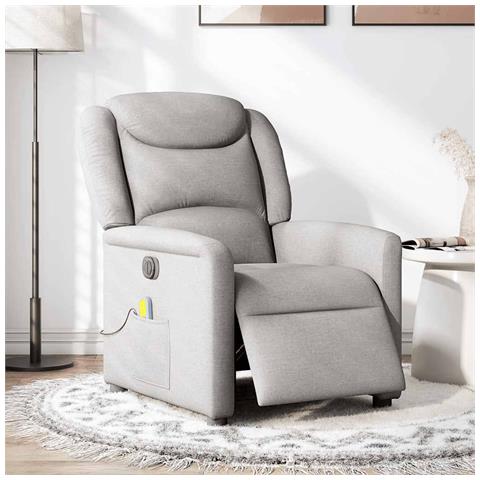 Poltrona Reclinabile Massaggio Elettrica Grigio Nuvola Tessuto - Foto 2