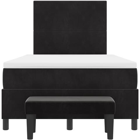 Letto con Rete con Materasso e Panchina Nera 120x200 cm Velluto - Foto 9