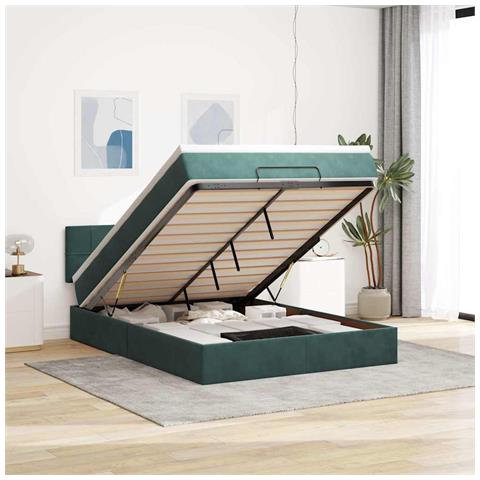 Struttura Letto Pouf con Materasso 140x200 cm in Velluto - Foto 2