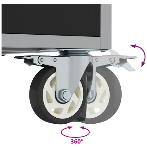 Armadio Portattrezzi  con Ruote e Chiusura Nero 75x45x85 cm Acciaio - Foto 9