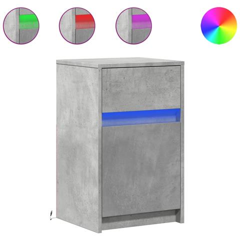 Comodini con Luci LED 2pz Grigio Cemento in Legno Multistrato - Foto 1