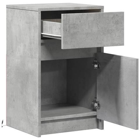 Comodini con Luci LED 2pz Grigio Cemento in Legno Multistrato - Foto 9