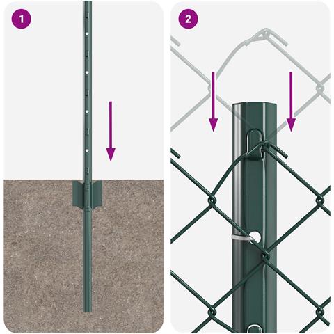 Recinzione in rete metallica con 10 Pali U Verde 0.4x10 m Acciaio - Foto 9