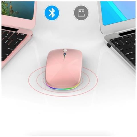 Mouse Wireless Dual Mode 2.4g + Bluetooth 5.8g - Rosa - Foto 2