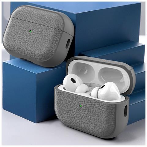 Custodia Protettiva In Tpu Compatibile Con Airpods 1/2 - Texture In Pelle, Antiurto Grey - Foto 3
