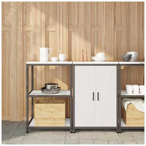 Set di Stoccaggio per Cucina 2 pcs Bianco 120 x 50 x 92 cm - Foto 2