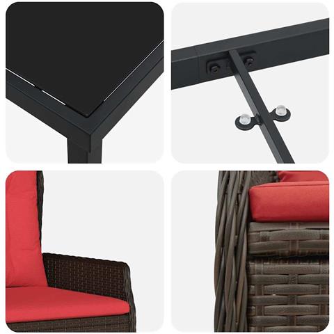 Set da Pranzo per Giardino 5 pcs Marrone Poly Rattan - Foto 9