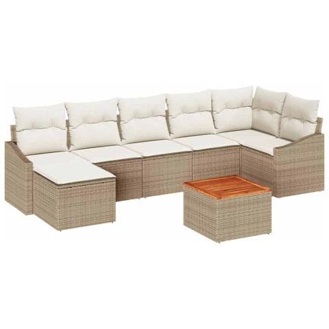 Set Divano da Giardino 8 pcs Beige e bianco - Foto 1