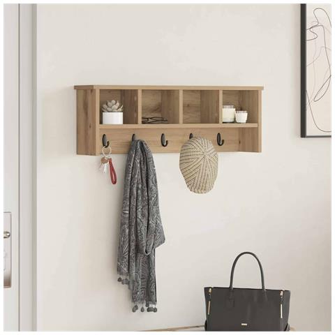 Appendiabiti a muro rovere artigianale 75 x 16 x 26 cm - Foto 2