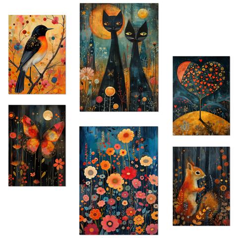 Set Di 6 Stampe Animali E Natura Ispirati Alle Illustrazioni Di Design Di Rosina Wachtmeister Per Decorare Le Pareti Delle Stanze Della Tua Casa A3 & A4 Senza Cornice - Foto 1