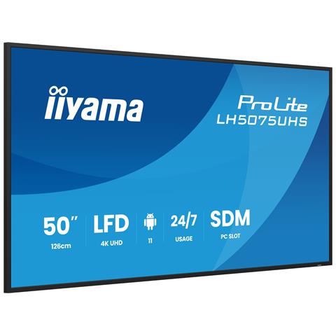 LH5075UHS-B2AG visualizzatore di messaggi Pannello piatto per segnaletica digitale 125,7 cm (49.5") LCD Wi-Fi 500 cd /m² 4K Ultra HD Nero Processore integrato Android 11 24/7 - Foto 16