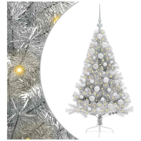 Albero di Natale artificiale con luci integrate Argento 120 cm - Foto 1