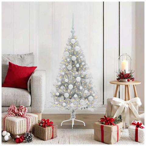Albero di Natale artificiale con luci integrate Argento 120 cm - Foto 2