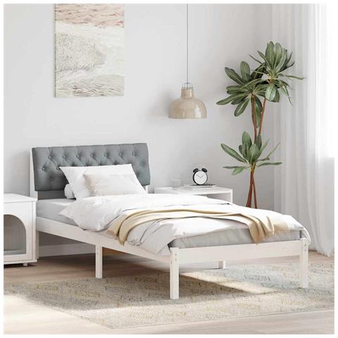 Struttura del Letto Bianco e grigio chiaro 90 x 200 cm - Foto 2