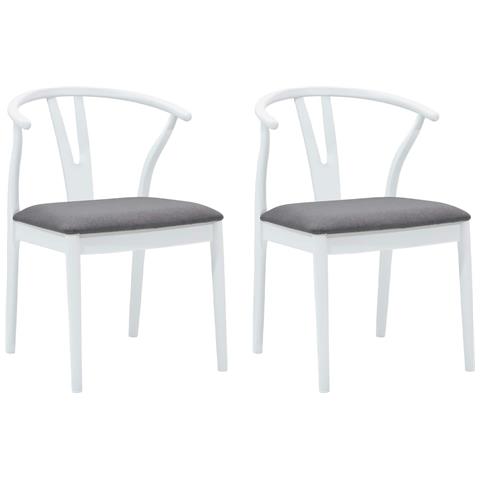 Sedia da pranzo 2 pcs Bianco e Grigio Legno di gomma solido - Foto 1