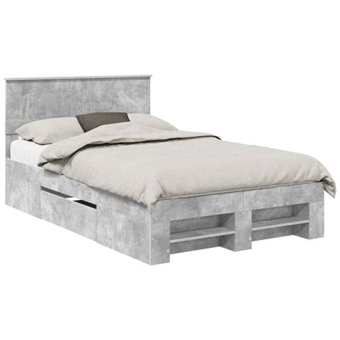 Struttura del letto con testiera Grigio cemento 120 x 200 cm - Foto 1