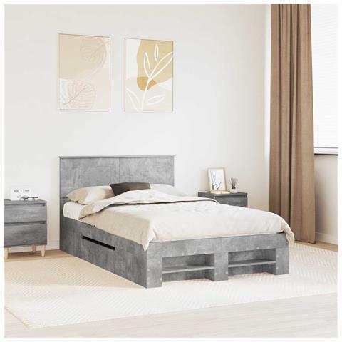 Struttura del letto con testiera Grigio cemento 120 x 200 cm - Foto 2